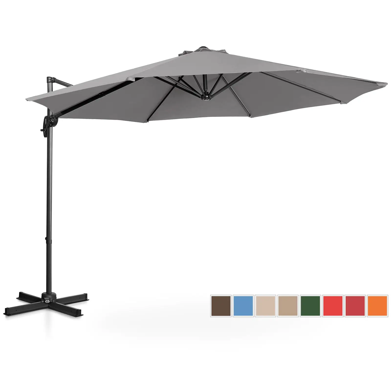 Aurinkovarjo - tummanharmaa  - pyöreä - Ø 300 cm - kallistettava ja käännettävä